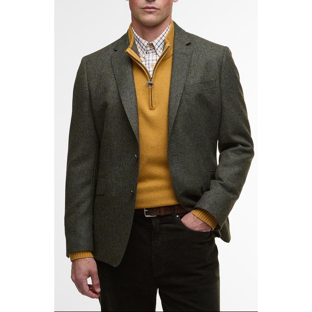 Barbour Godfrey Moons Shetland Brushed Wool Mélange Sport Coat In Green