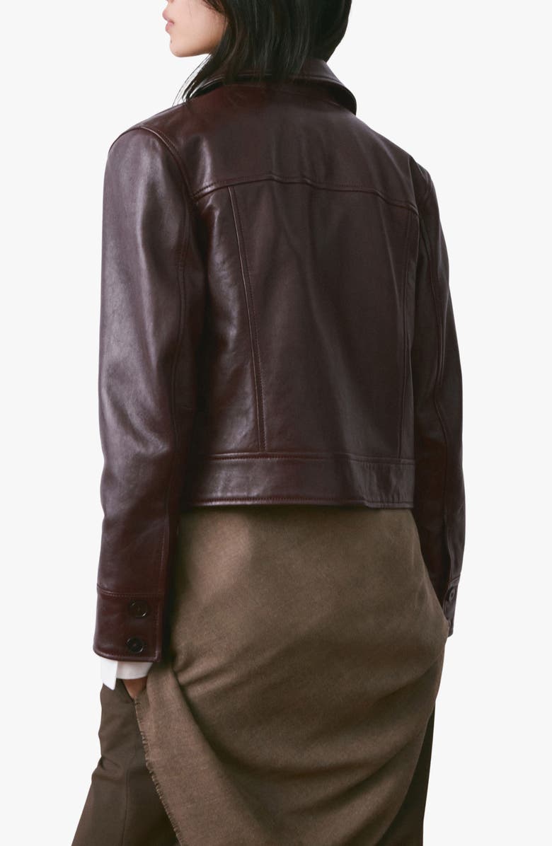 MANGO Chaqueta Saint Leather Jacket, Alternate, color, Burgundy