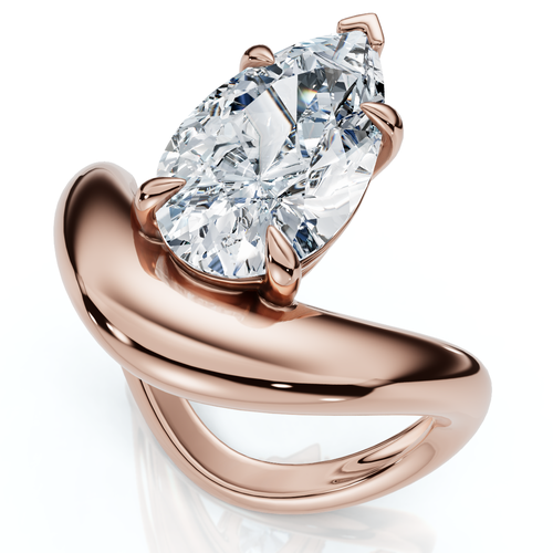 Bliss Diamond Certified 2ct Minali Curved Pear Diamond Engagement Ring 14k Gold/pt Lab Grown In Gold