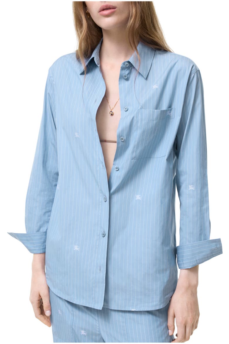 Oversized Knight Fil Coupé Striped Cotton Shirt, Main, color, Cornflower blue