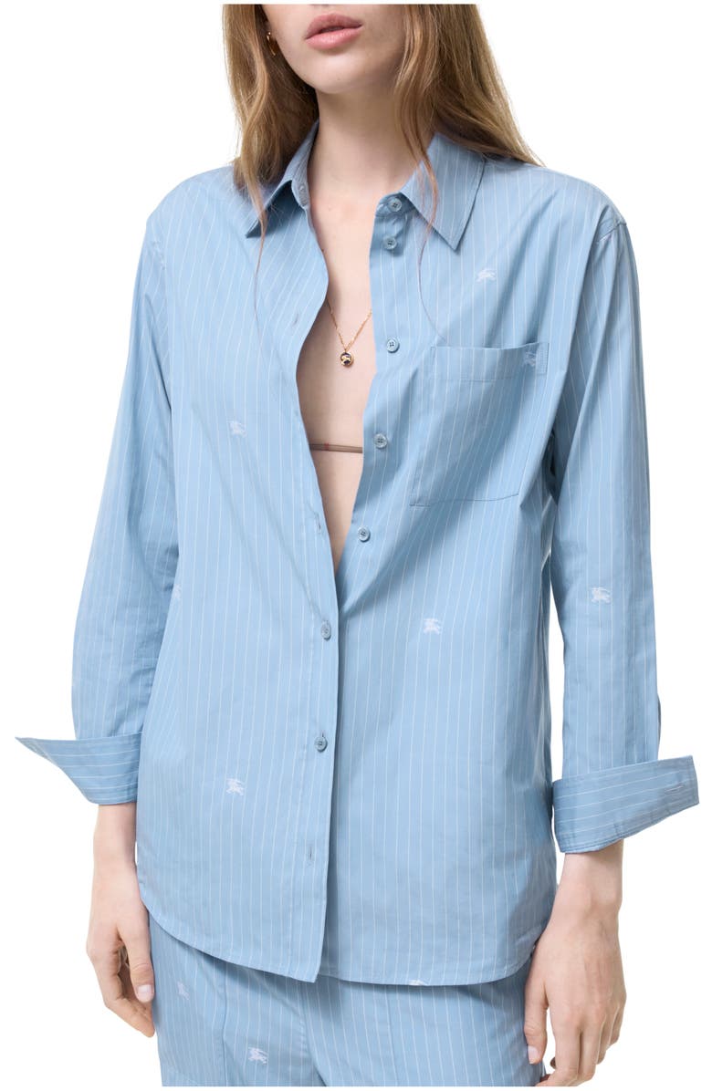 Burberry Oversized EKD Fil Coupé Striped Cotton Shirt, Main, color, Cornflower Blue