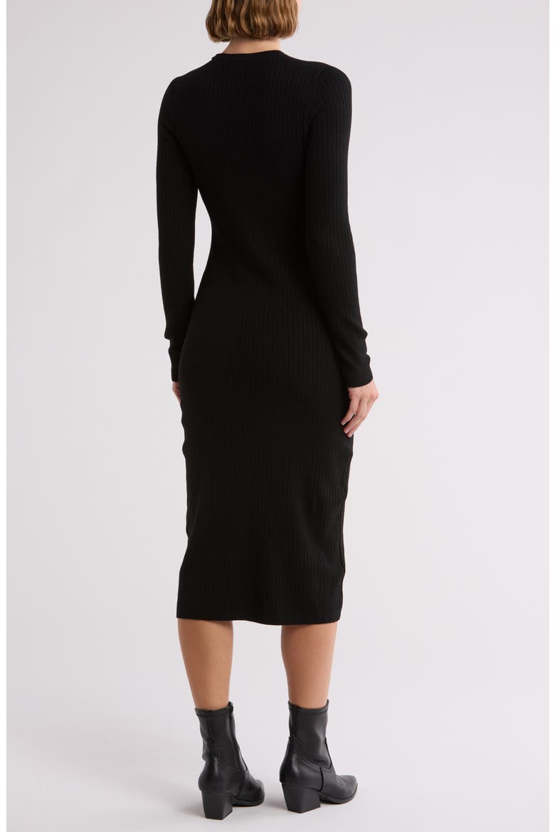 Long Sleeve Rib Sweater Dress, Alternate, color, BLACK