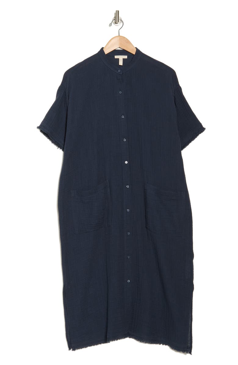 Eileen Fisher Modern Collar Cotton Shirtdress, Alternate, color,