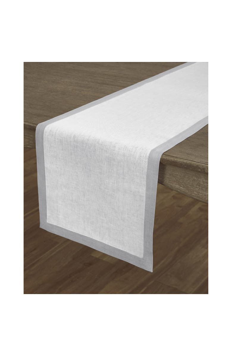 Solino Home Linen Table Runner - Classic, Alternate, color, Soft Grey And White