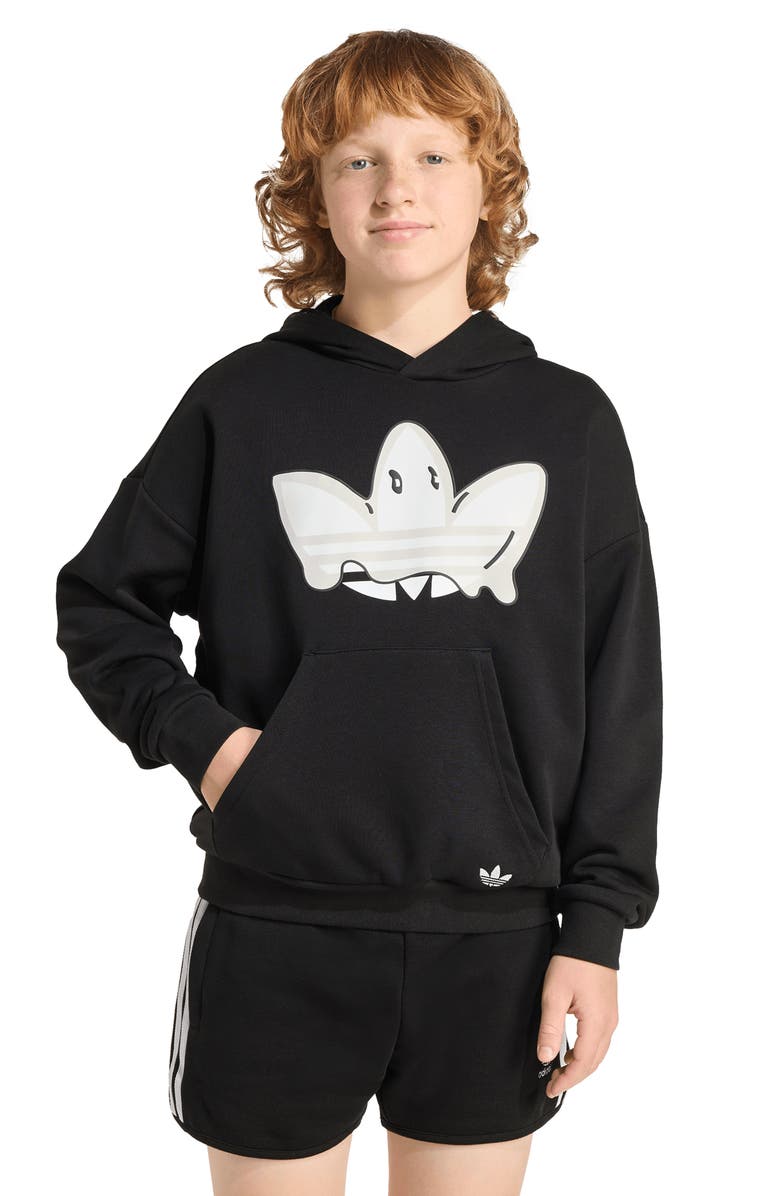 adidas Kids' Ghost Trefoil Graphic Hoodie, Alternate, color, Black
