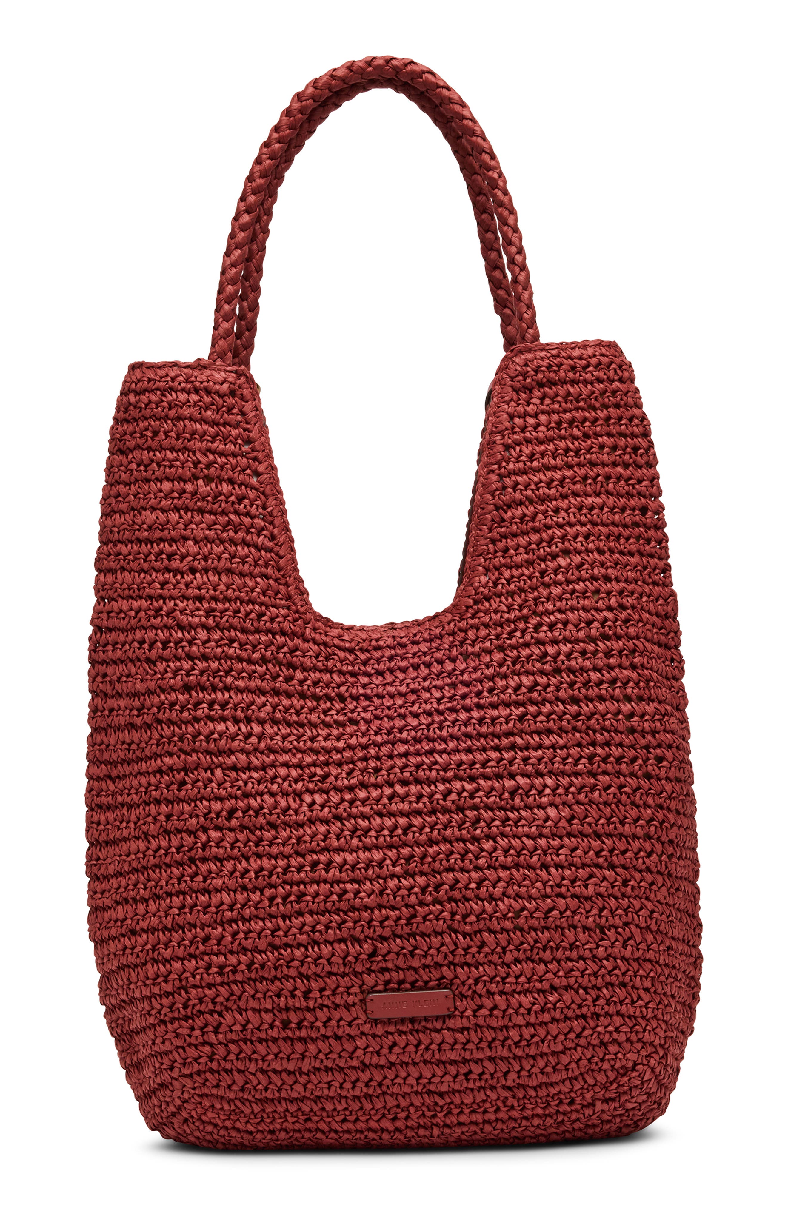 Tapered Woven Tote Bag with Pouch, Alternate, color, RED