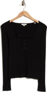 MAX STUDIO Ribbed Crop Henley Sweater