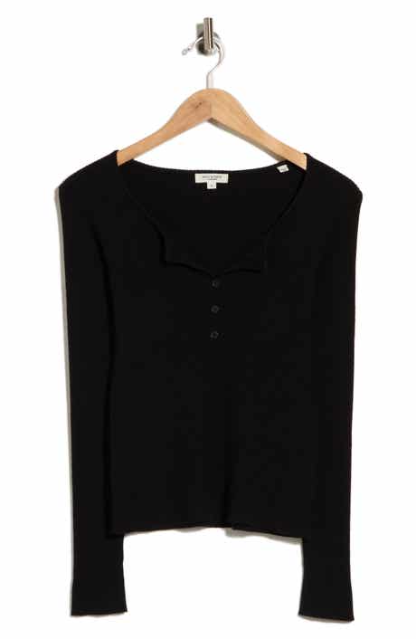 Ribbed Crop Henley Sweater