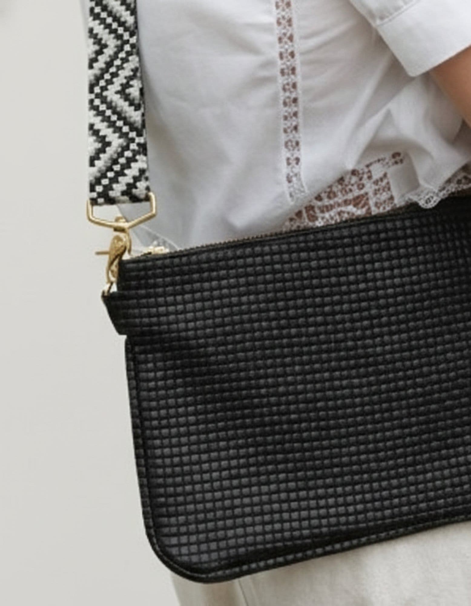 Alice Embossed Leather Crossbody, Alternate, color, Black