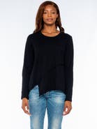 WILT Clothing Crew Long Sleeve Easy Crossover Raw Hem Top