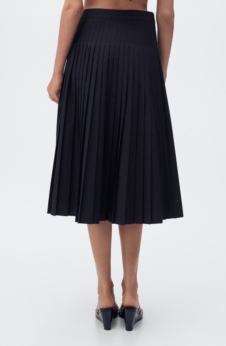 MANGO Pleated Midi Skirt, Alternate, color, Dark Navy