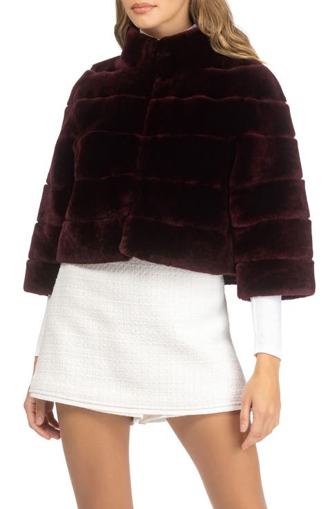 Genuine Shearling Bolero with Cropped Sleeves