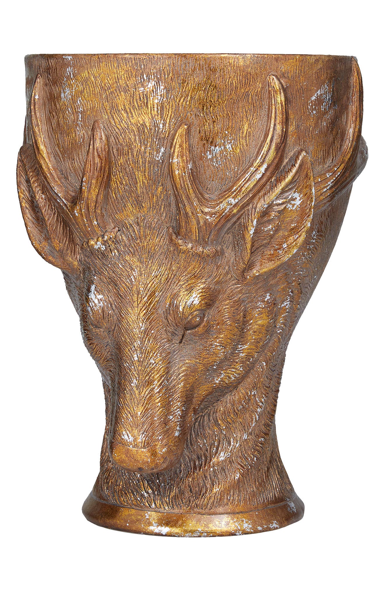 GINGER BIRCH STUDIO Bronzetone Polystone Traditional Deer Planter