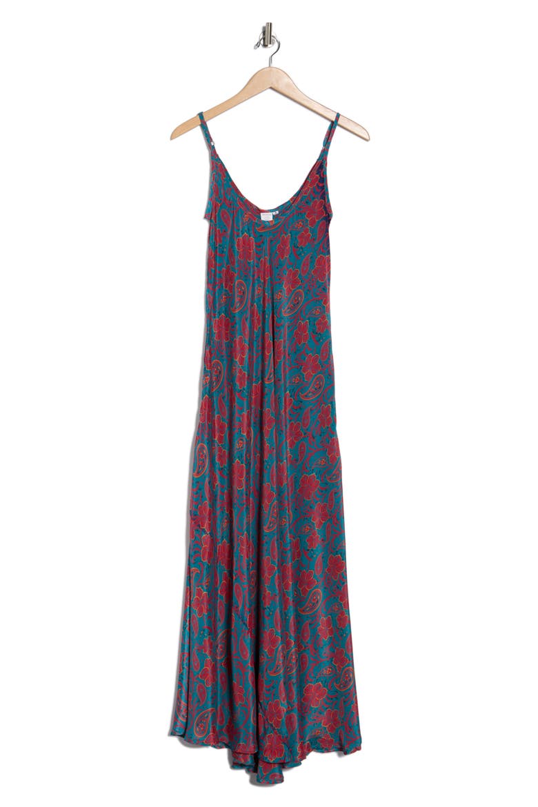 Printed A-Line Maxi Dress, Alternate, color, BLUE/ PINK