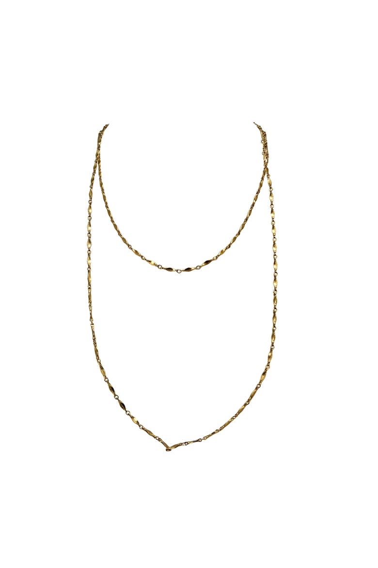 Vintage 1970s Gold Tone Long Station Chain Necklace, Main, color, gold