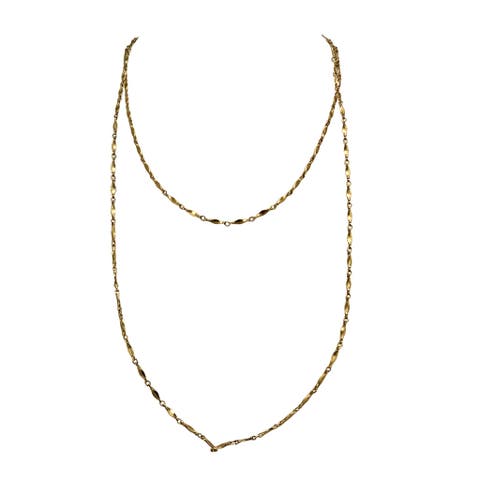 Vintage 1970s Gold Tone Long Station Chain Necklace