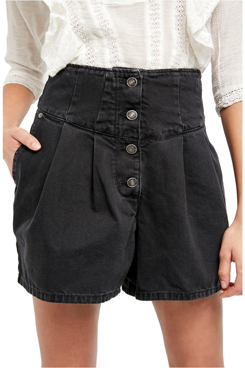 Paris Pleated Denim Shorts, Alternate, color, PARIS NIGHTS