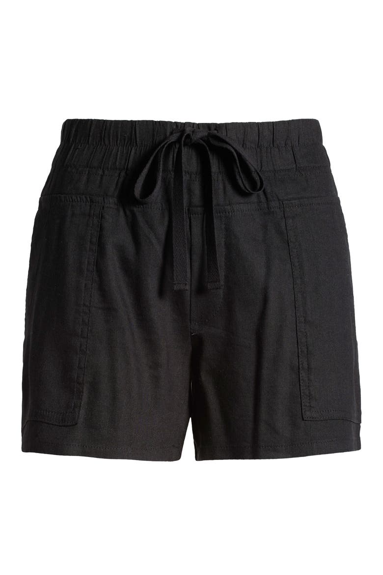 Elastic Waist Shorts, Alternate, color, BLACK