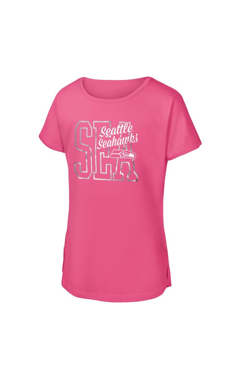 Outerstuff Girls Youth Pink Seattle Seahawks Signal Caller Dolman T-Shirt, Main, color, Pink