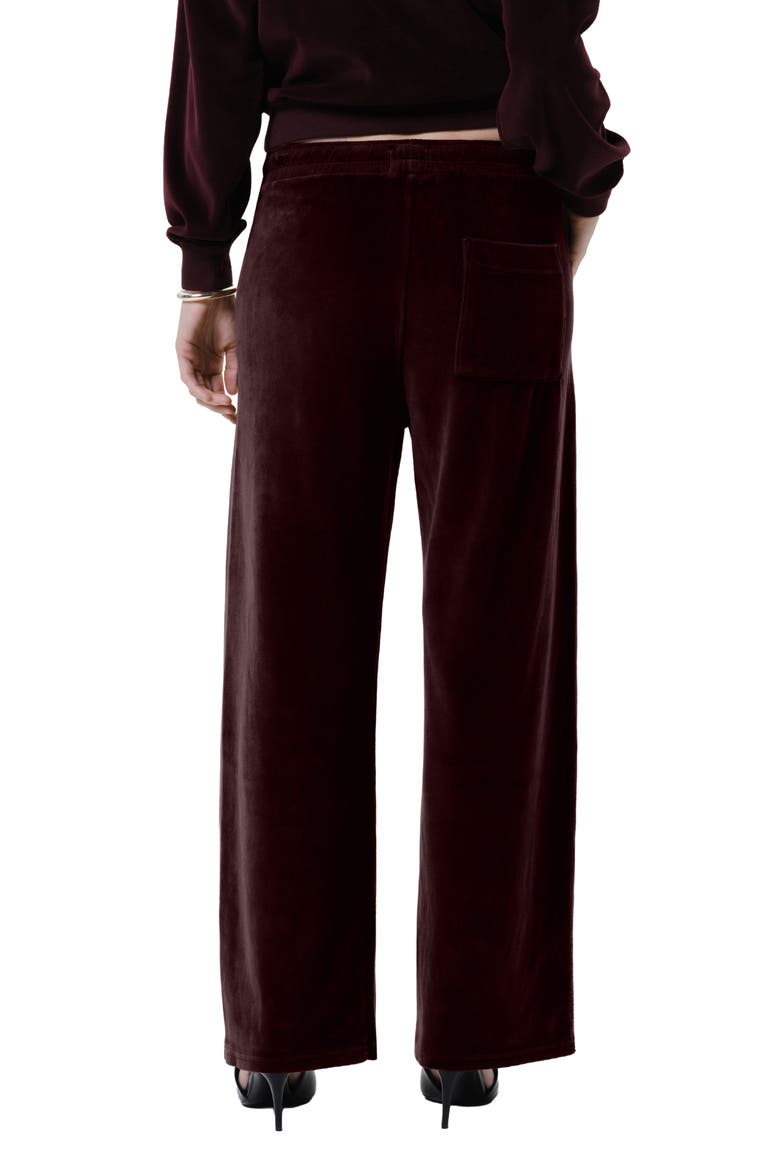 Brynn Wide Leg Velour Pants, Alternate, color, BURGUNDY