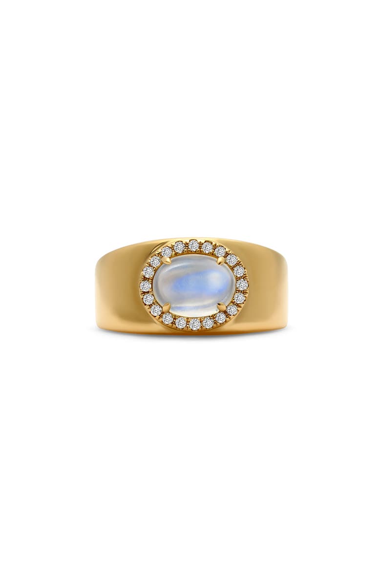 Heirloomed Oval Sapphire & Diamond Cigar Band Ring, Main, color, MOONSTONE