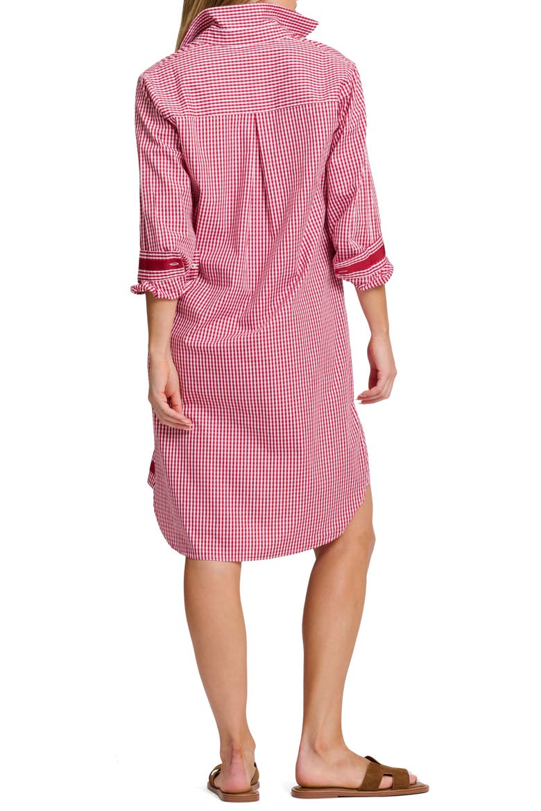 Winnie Gingham Cotton Shirtdress, Alternate, color, DARK RED