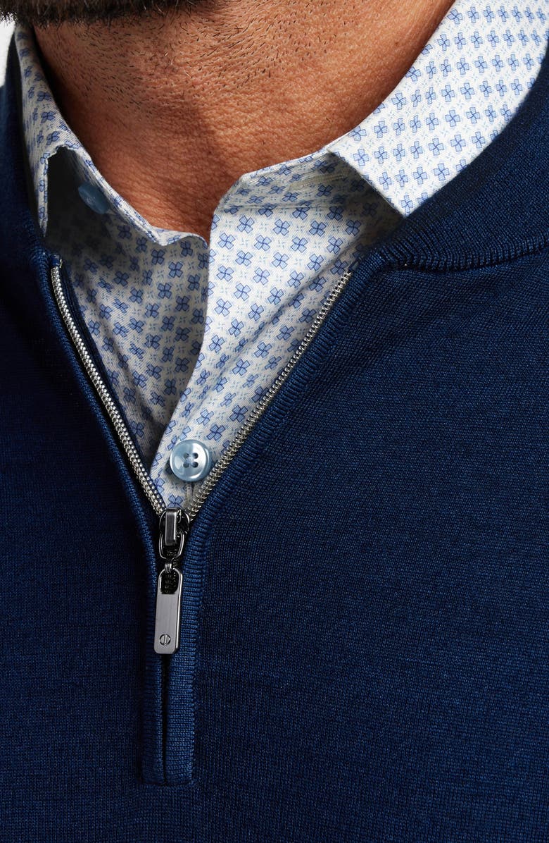 David Donahue Tipped Cotton Blend Quarter Zip Sweater, Alternate, color, Estate Blue