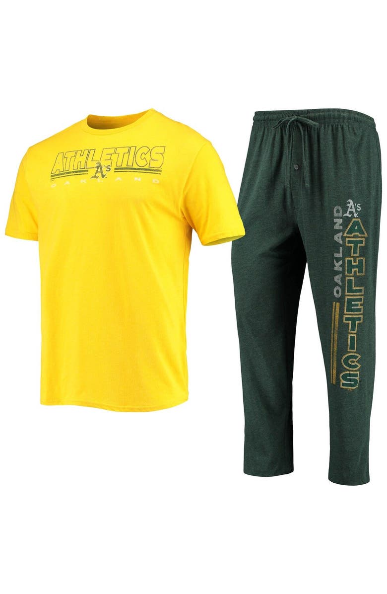 CONCEPTS SPORT Men's Concepts Sport Green/Gold Oakland Athletics Meter T-Shirt and Pants Sleep Set, Main, color, Green