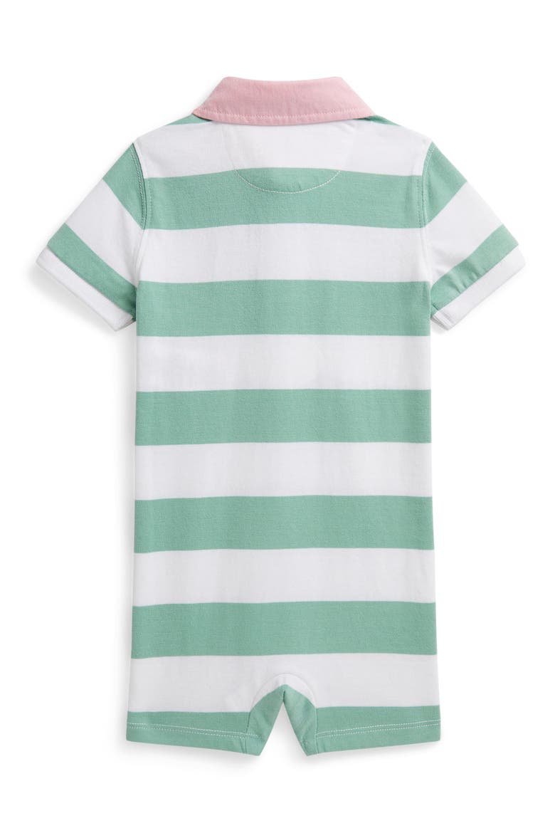 Rugby Stripe Cotton Jersey Romper, Alternate, color, CELADON MULTI