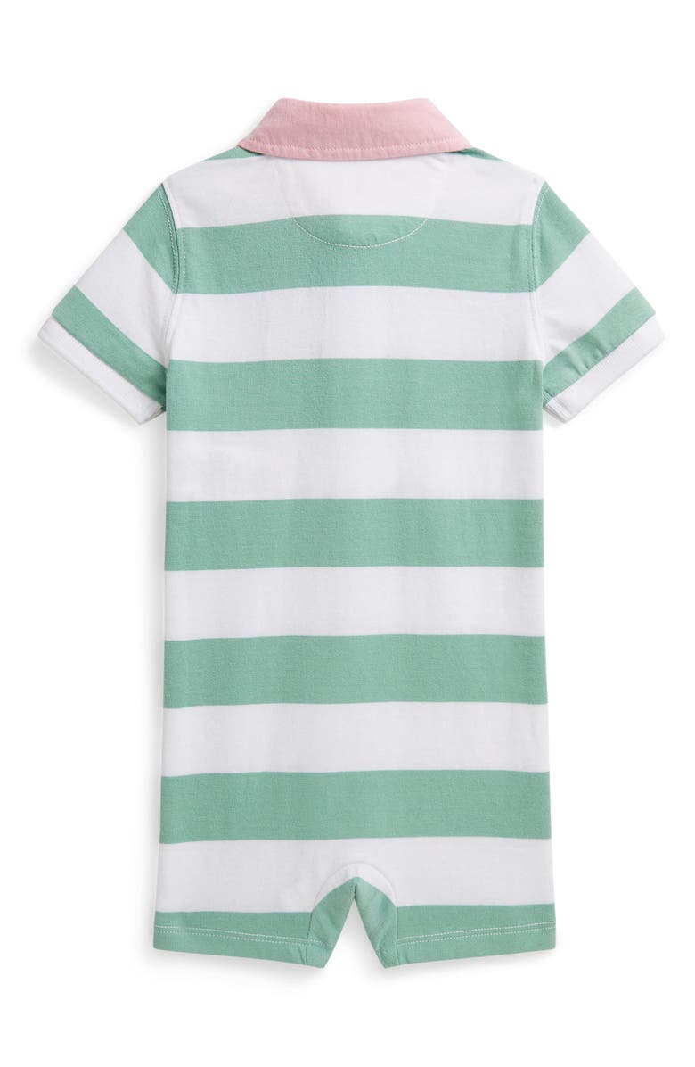 Ralph Lauren Rugby Stripe Cotton Jersey Romper, Alternate, color, Celadon Multi