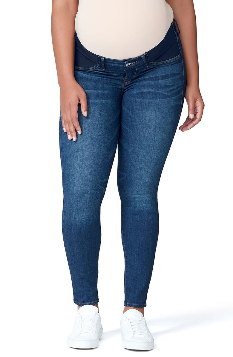 Good American Good Mama The Honeymoon Low Rise Maternity Skinny Jeans, Main, color, 