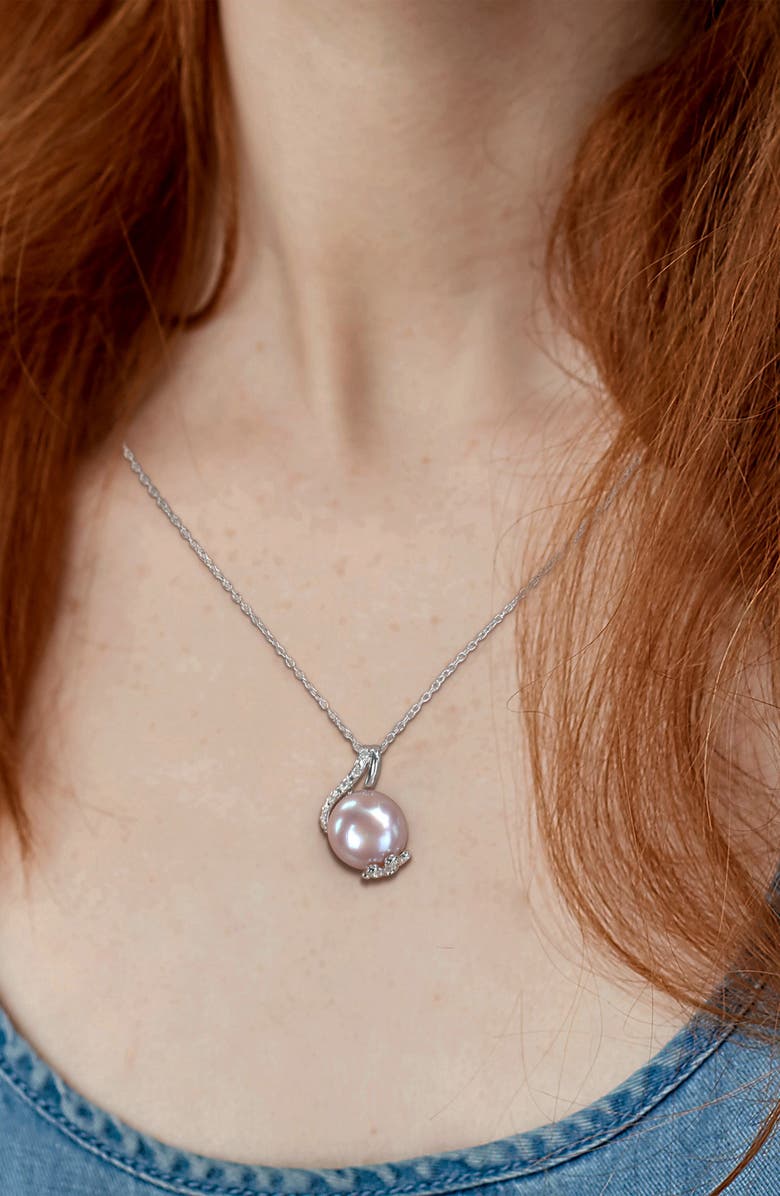 DELMAR Pink Freshwater Pearl & Diamond Pendant Necklace, Alternate, color, Pink