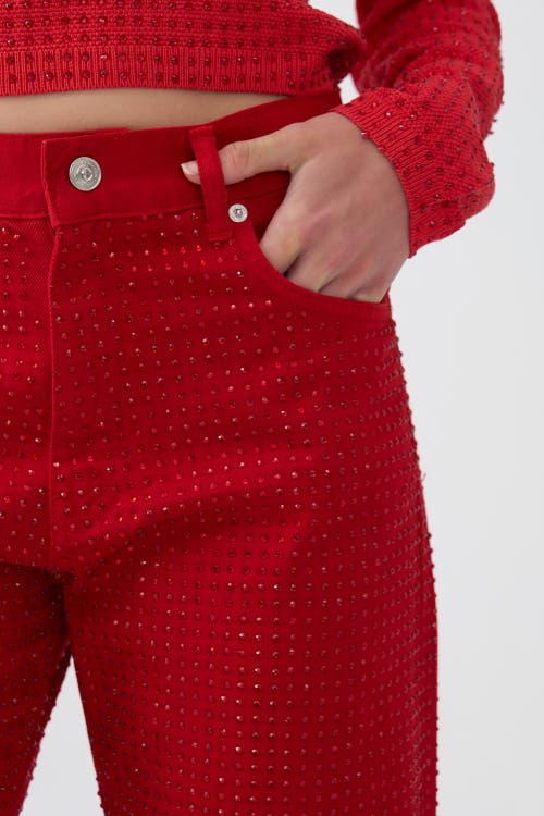 Shop Nocturne Stone Embroidered Jeans In Red
