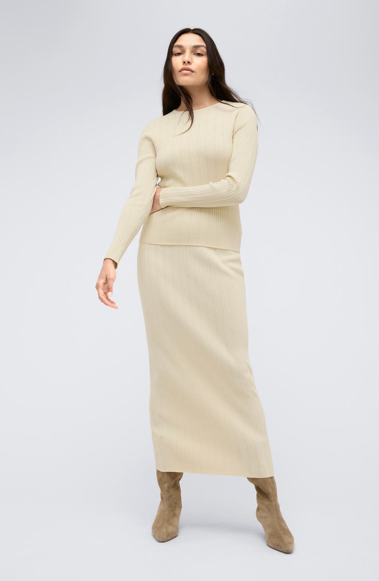 Kenneth Cole Variegated Rib Top, Alternate, color, Almond Milk