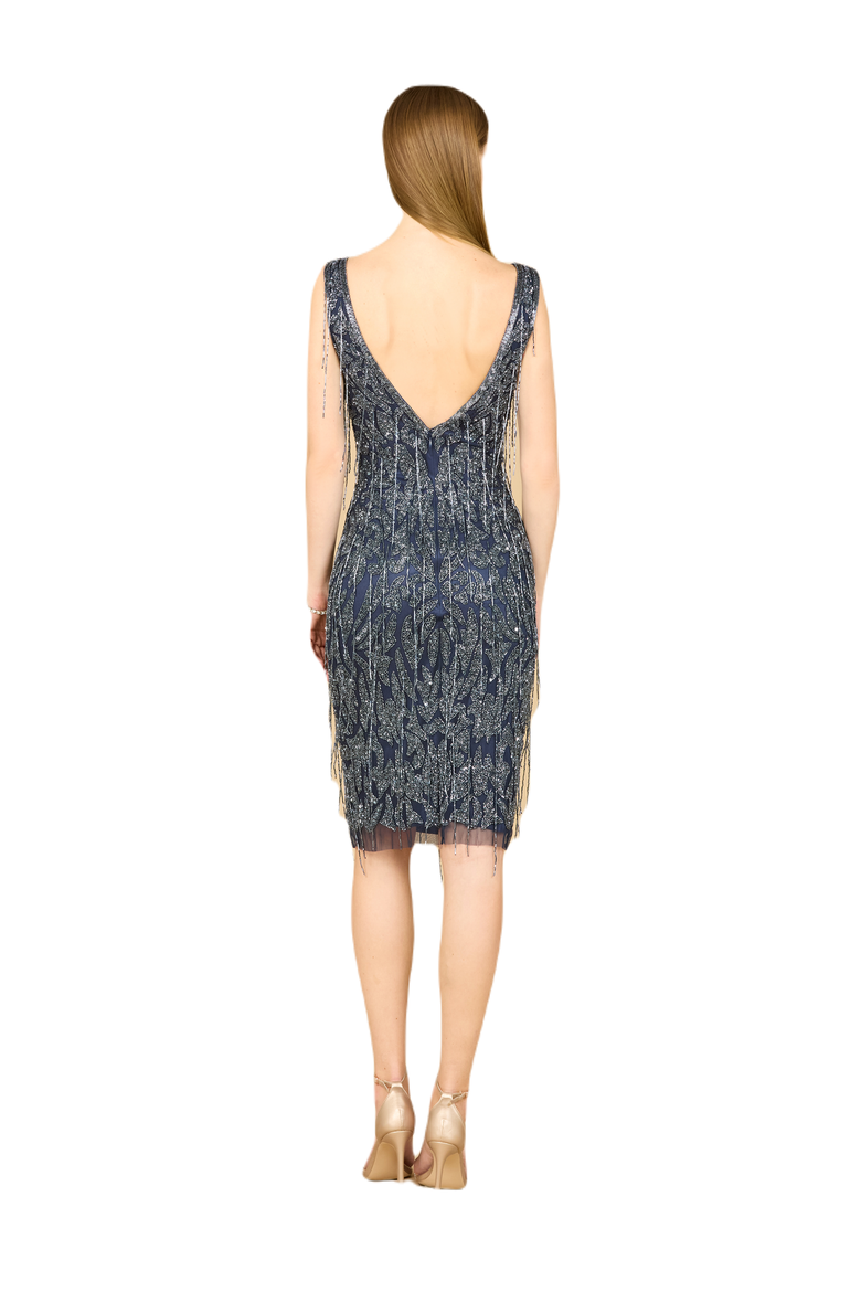 Fringe Cocktail Dress, Alternate, color, Navy