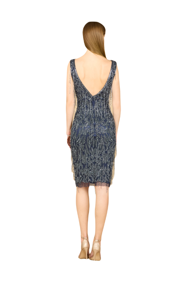 LARA New York Fringe Cocktail Dress, Alternate, color, Navy