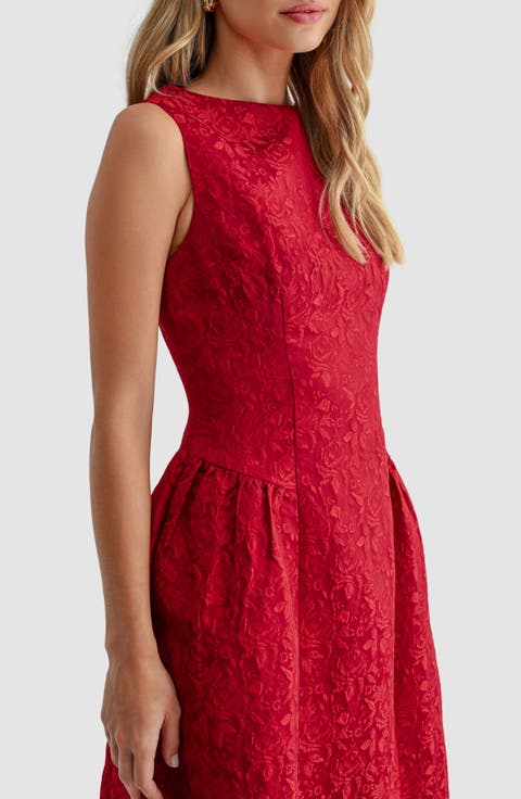 Jacquard Fit & Flare Midi Dress