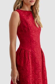 Mila Mae Jacquard Fit & Flare Midi Dress