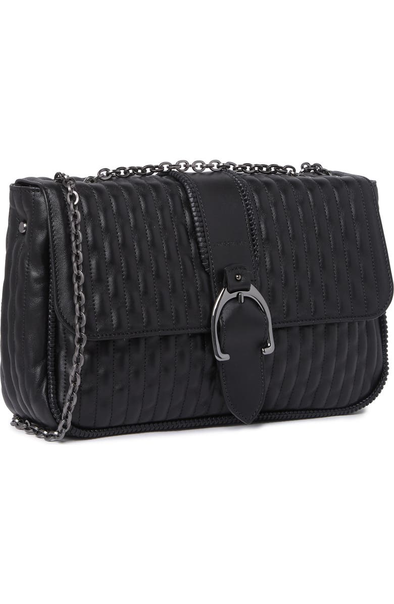 Longchamp Embossed Leather Chain Strap Shoulder Bag, Alternate, color, Black