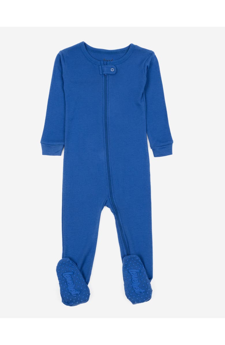 Leveret Footed Solid Cotton Matching Family Pajamas, Main, color, Royal Blue