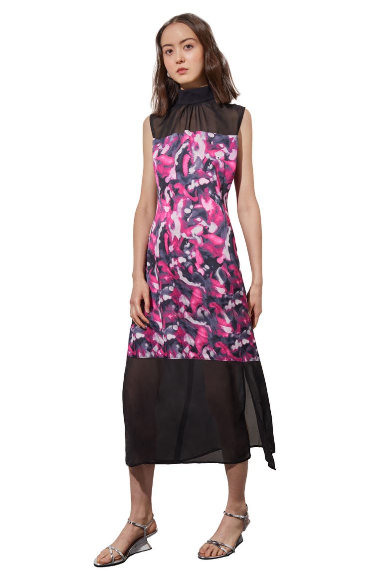 Abstract Floral Mixed Media Midi Dress, Alternate, color, MLBY/ GNT/ BIV