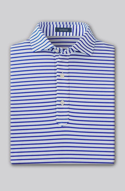 Turtleson Gus Stripe Performance Polo In Blue