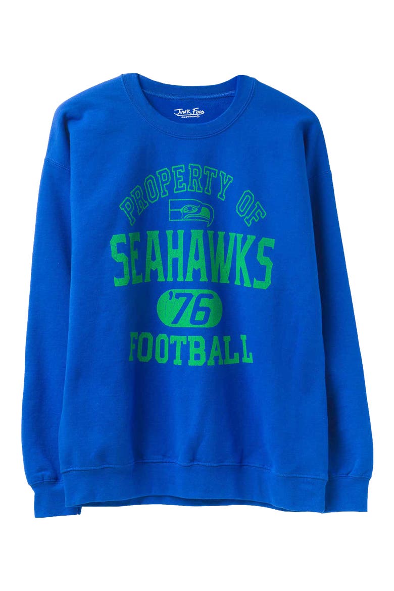 Seattle Seahawks Property of Flea Market Crewneck Sweatshirt, Main, color, ROYAL