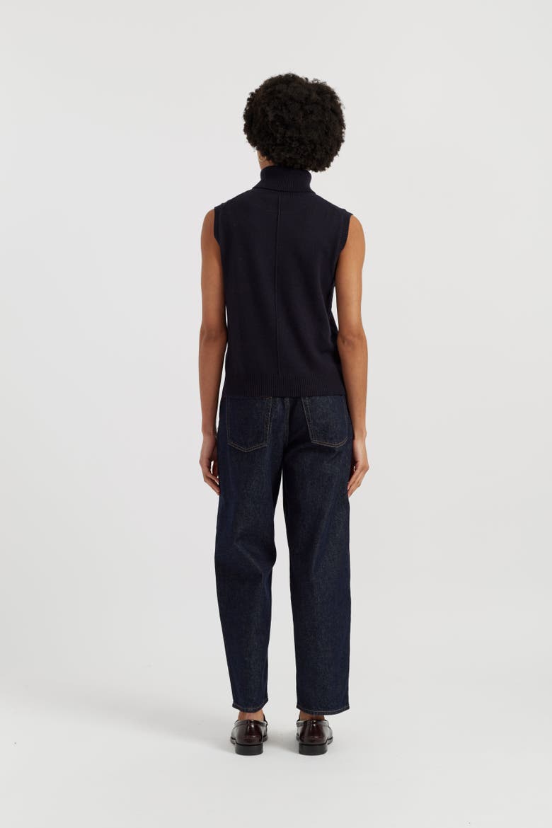 Wool-Cashmere High-Neck Tank, Alternate, color, Navy