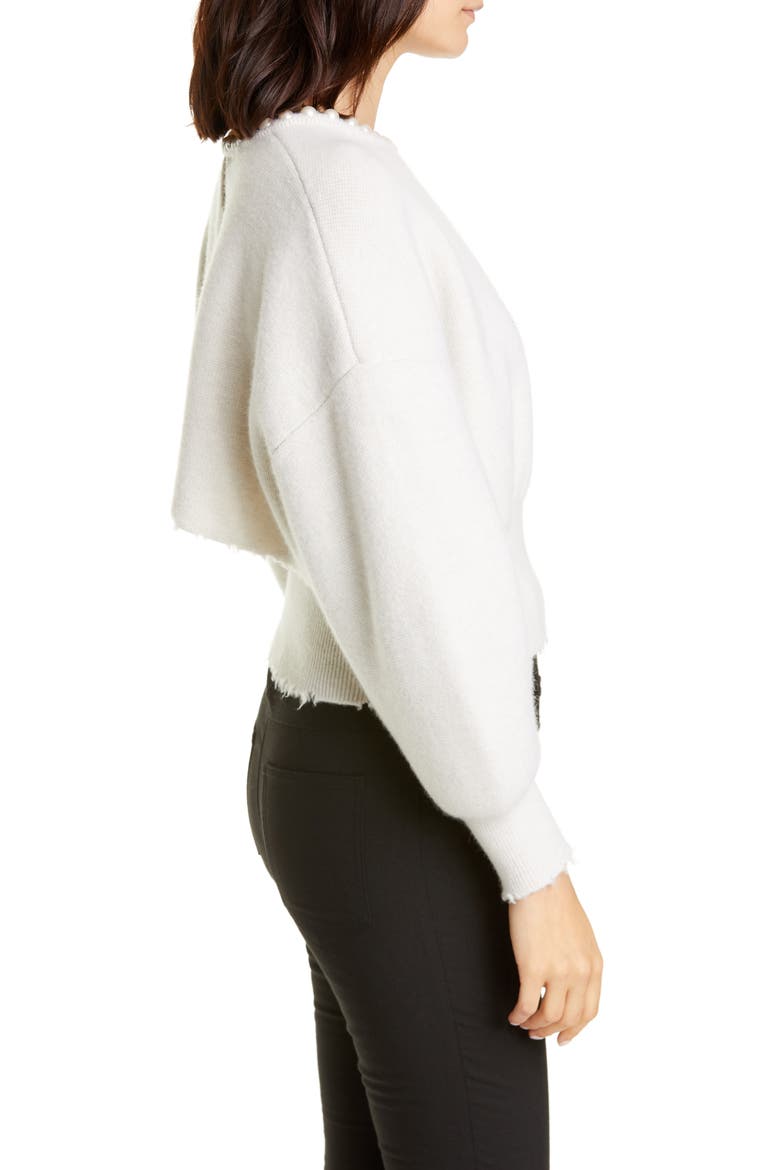 Imitation Pearl Trim Wool & Cashmere Blend Sweater, Alternate, color, IVORY