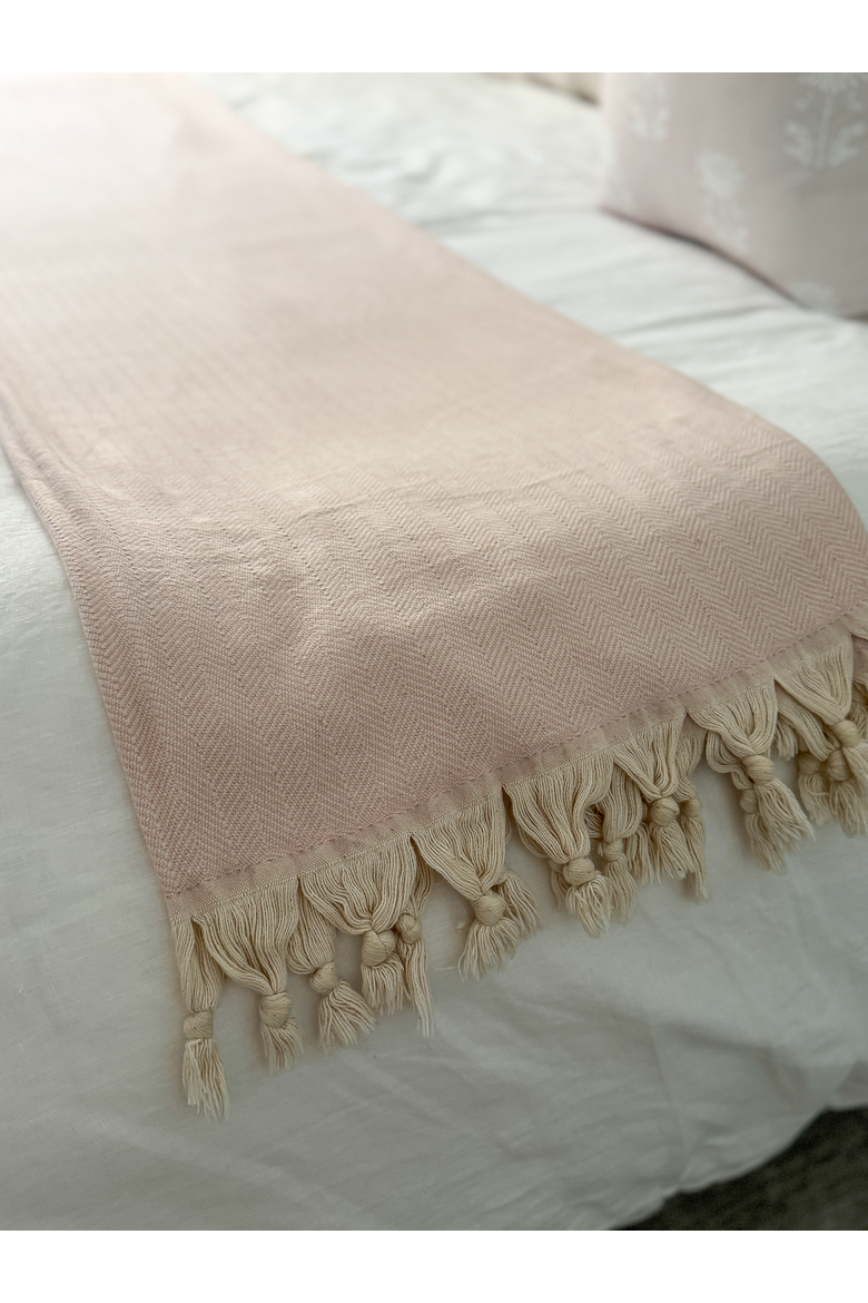 Turkish Cotton Herringbone Throw, Alternate, color, Palm Beach Pink