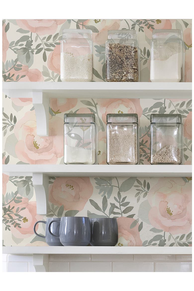 Rose Peachy Keen Peel & Stick Wallpaper, Alternate, color, PINK