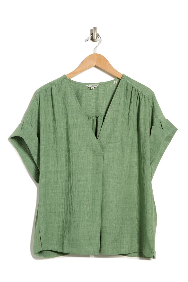 V-Neck Short Sleeve Shirt, Alternate, color, HEATHER GRASS