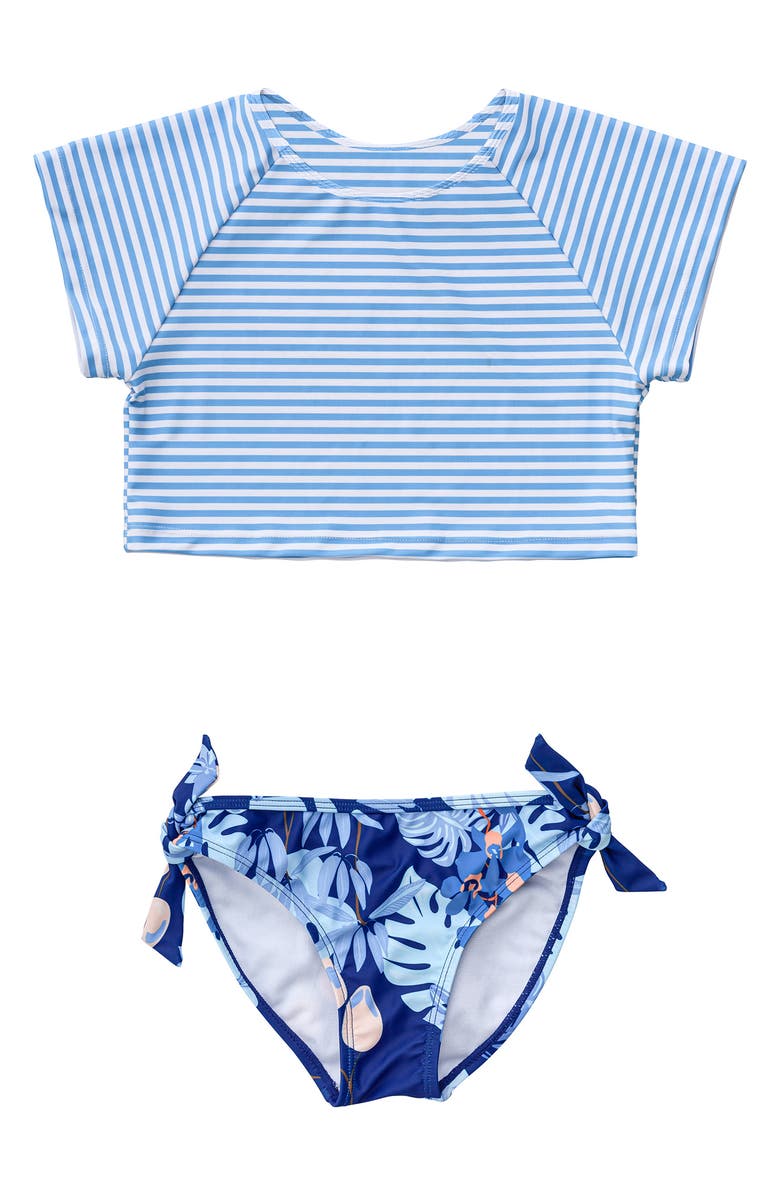 Snapper Rock Kids' Mango Tango Two-Piece Crop Rashguard Swimsuit, Main, color,