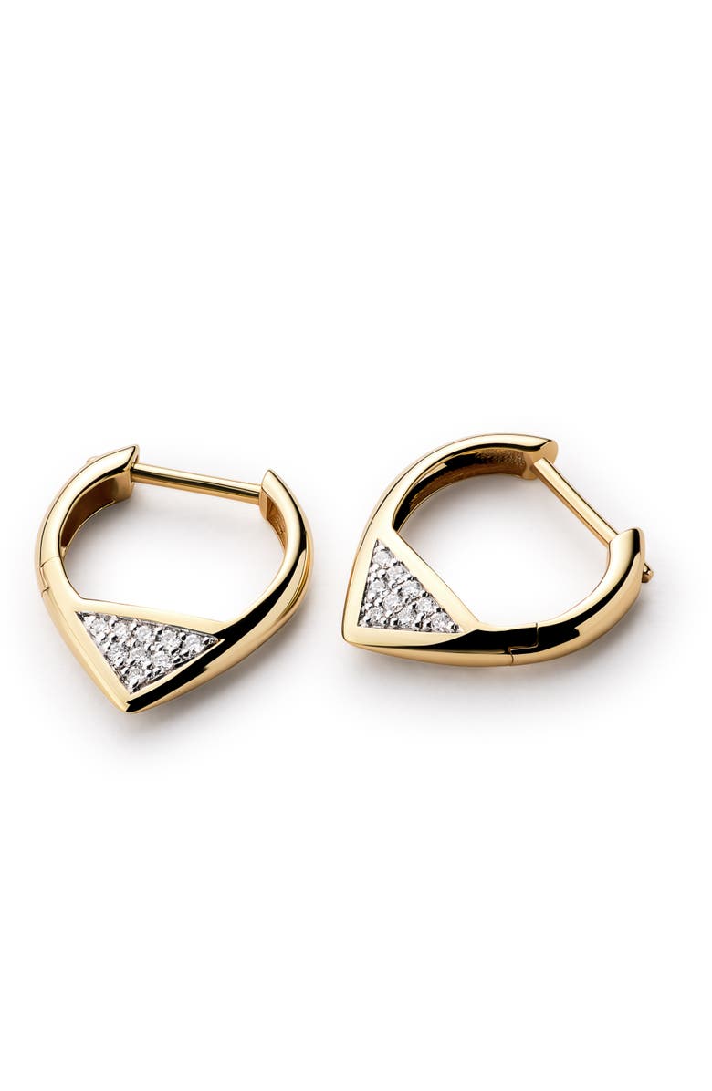 Ana Luisa Solid Yellow Gold - Trillion Diamond Hoops, Alternate, color, Gold